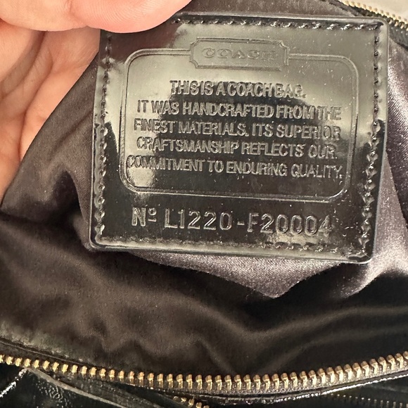 COACH Black Poppy Gloss Patent Leather Shoulder Tote Daisy Liquid Glam VINTAGE - Picture 4 of 9